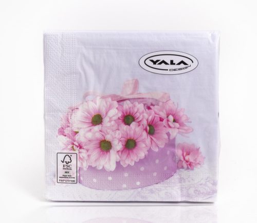 343344 PAPER NAPKIN SET OF 20    3 LAYERS    CAKE WITH FLOWERS