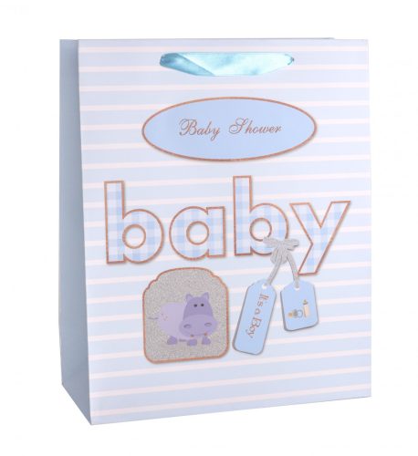 PAPER GIFT BAG MATTE BLUE WITH HORSE BABY