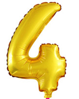 BALOON METAL NUMBER 4    GOLD