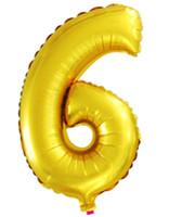 BALOON METAL NUMBER 6    GOLD