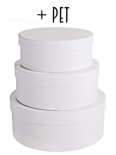 391078 PAPER GIFT BOX WITH PLASTIC PAD, SET OF 3, ROUND SHAPED, WHITE