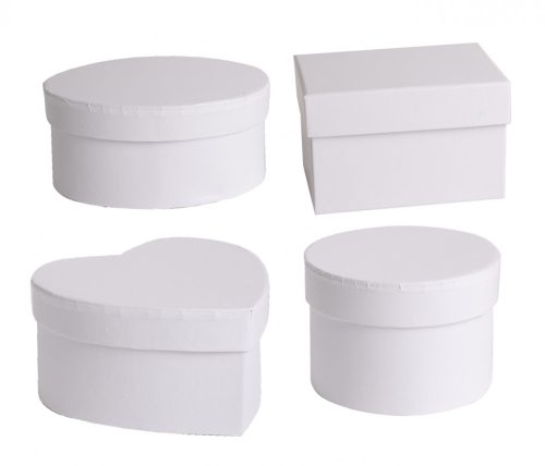 391192 PAPER GIFT BOX, SET OF 4 DIFFERENT SHAPES, MATTE WHITE