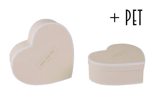391622 PAPER BOX  SET OF 2  HEART SHAPE WITH CONTOUR  IVORY