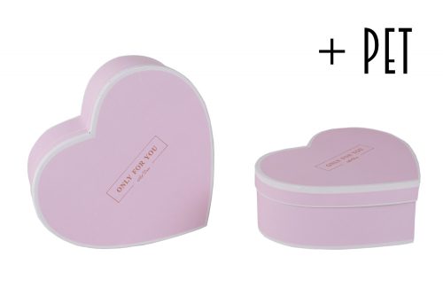 391624 PAPER BOX  SET OF 2  HEART SHAPE WITH CONTOUR  ORCHID