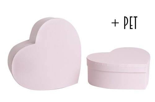 391687 PAPER GIFT BOX WITH PLASTIC PAD, SET OF 2, HEART SHAPED, VINTAGE PINK