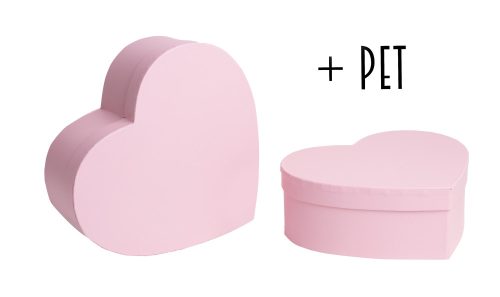 392646 PAPER GIFT BOX, SET OF 2, HEART SHAPED, CANDY PINK +PET