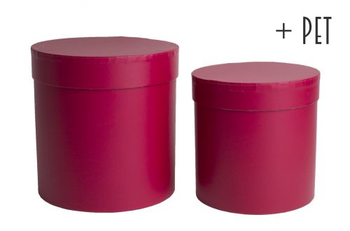 392653 PAPER GIFT BOX, SET OF 2, ROUND SHAPED, PERSIAN RED +PET