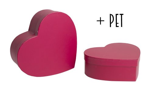 392656 PAPER GIFT BOX, SET OF 2, HEART SHAPED, PERSIAN RED +PET