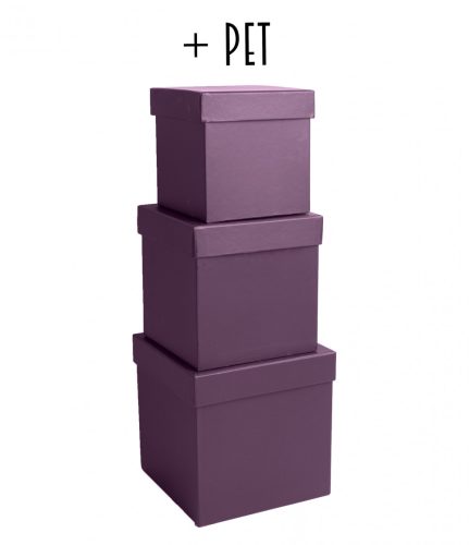 392668 PAPER GIFT BOX, SET OF 3, SQUARE SHAPED, BERRY CONSERVE +PET