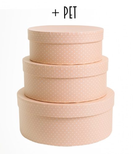 392711 PAPER GIFT BOX, SET OF 3, ROUND SHAPED, CREAM BLUSH WITH SILENCE DOTS