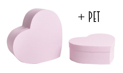 392736 PAPER GIFT BOX, SET OF 2, HEART SHAPED, PIROUETTE WITH SILENCE DOTS +PET