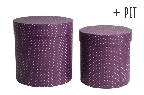 392763 PAPER GIFT BOX, SET OF 2, ROUND SHAPED, BERRY CONSERVE WITH SILENCE DOTS +PET