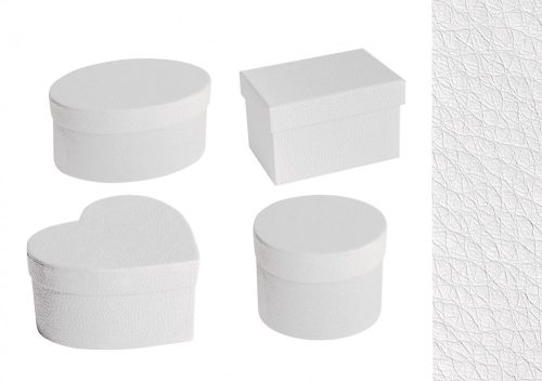 392880 PAPER GIFT BOX, SET OF 4 DIFFERENT SHAPES, SKIN EFFECT, WHITE