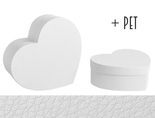 392884 PAPER GIFT BOX WITH PLASTIC PAD, SET OF 2, HEART SHAPED, SKIN EFFECT, WHITE