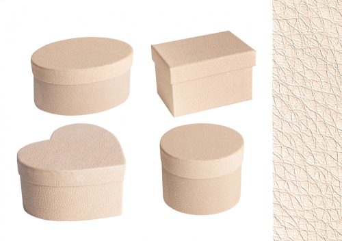 392900 PAPER GIFT BOX, SET OF 4 DIFFERENT SHAPES, SKIN EFFECT, BEIGE