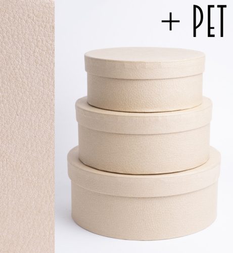 392903 PAPER GIFT BOX WITH PLASTIC PAD, SET OF 3, ROUND SHAPED, SKIN EFFECT, BEIGE