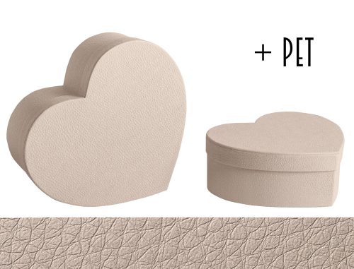 392904 PAPER GIFT BOX WITH PLASTIC PAD, SET OF 2, HEART SHAPED, SKIN EFFECT, GREY