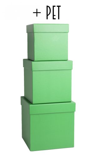393010 PAPER GIFT BOX WITH PLASTIC PAD, SET OF 3, SQUARE SHAPED, DARK GREEN