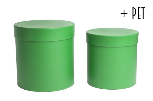 393015 PAPER GIFT BOX WITH PLASTIC PAD, SET OF 2, ROUND SHAPED, DARK GREEN