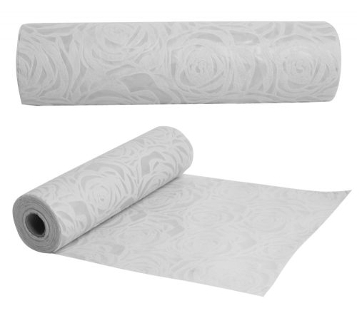 400534 NON-WOVEN WRAPPING DECORATION  ROSE PATTERN WHITE