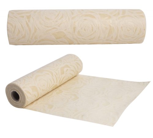 400535 NON-WOVEN WRAPPING DECORATION  ROSE PATTERN CREAM