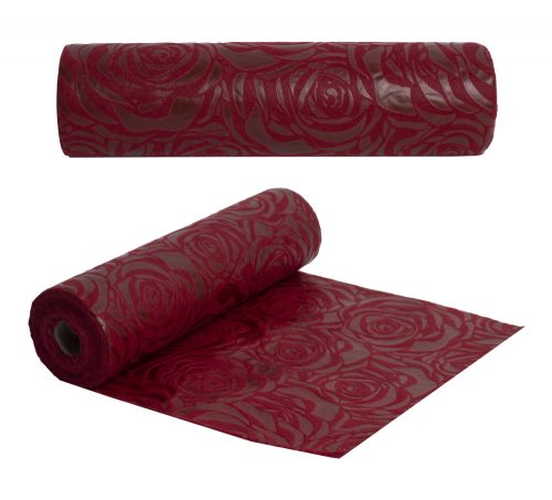 400538 NON-WOVEN WRAPPING DECORATION  ROSE PATTERN CLARET