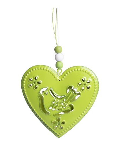 405711 METAL DECORATION HEART WITH HANDLE GREEN