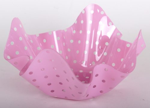 409582 PLASTIC BOWL WAVY DOTTED  PINK