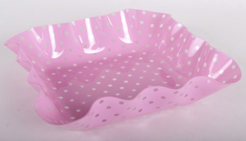 409620 PLASTIC BOWL SQUARE DOTTED  PINK