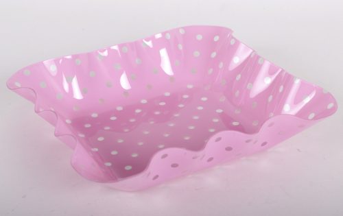 409656 PLASTIC BOWL SQUARE DOTTED  PINK