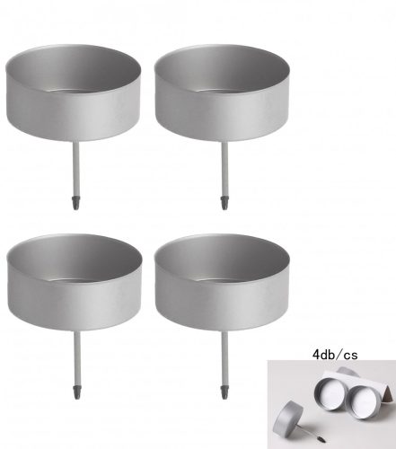 CANDLE SPIKE SET OF 4  MAT SILVER