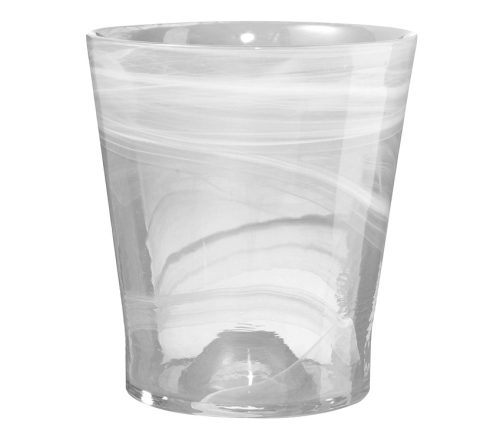 417000 GLASS ORCHID POT, SALINAS, MARBLE WHITE