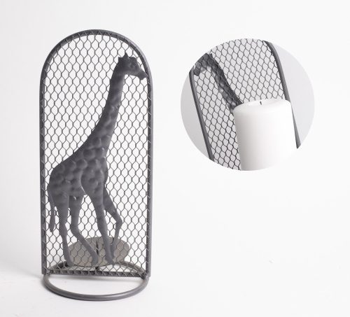 FORGED CANDLE HOLDER BIG GIRAFFE BLACK
