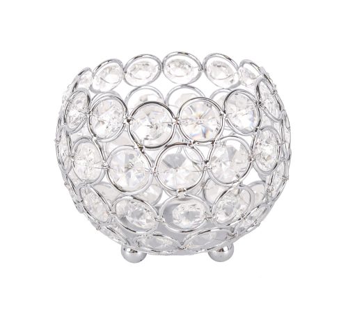 425100 CHROMED IRON TEA LIGHT HOLDER WITH CRYSTALS, BALL SHAPED    R