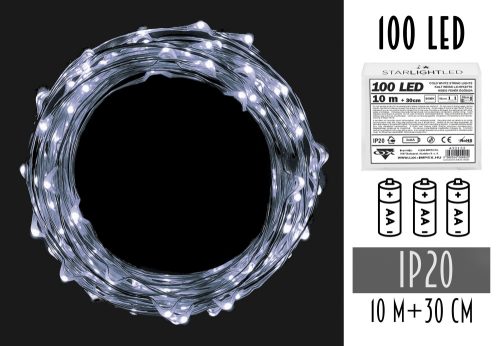 432152 LED WIRE GIRLAND WITH 3AA BATTERY, 100 LED COLD LIGHT