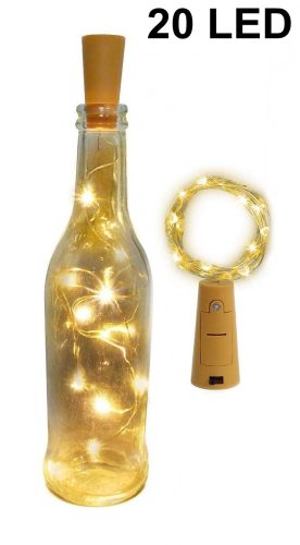 LED CORK GIRLAND WITH BATTERY 20 LED  WARM LIGHT