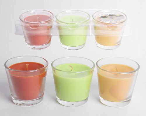 436937 FRAGRANT CANDLE IN GLASS SET OF 3  MANGO