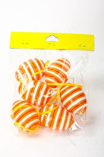 DECOR EGG SET OF 6 STRIPED ORANGE