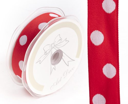 440141 SATIN RIBBON SPOTTED RED / WHITE