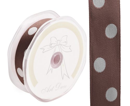 440142 SATIN RIBBON SPOTTED BROWN / CREAM