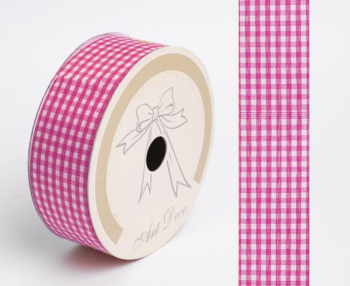 FABRIC RIBBON CHECKED PINK