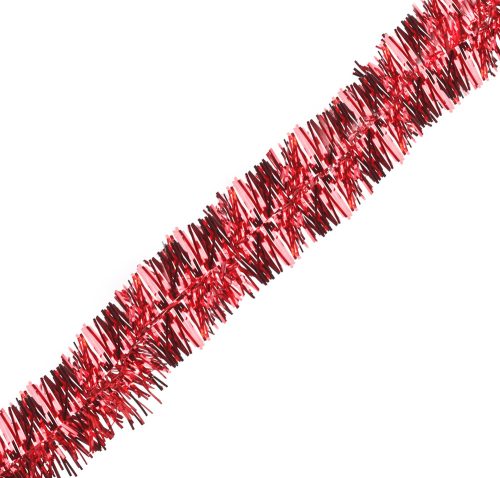 445374 CHRISTMAS TINSEL GARLAND WITH TILES, RED