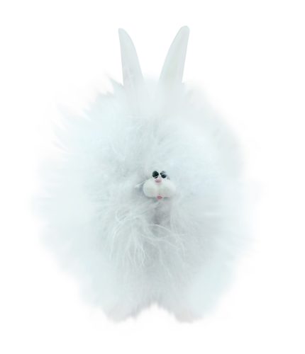 POLYREZIN RABBIT FURRY WHITE