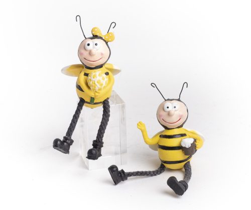 POLIRESIN BEE WITH DANGLING STRING FEET, YELLOW