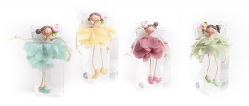 POLIREZIN GIRL WITH DANGLING STRING FEET IN  RUFFLED DRESS, IN 4 COLORS