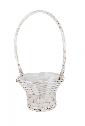 472370 WILLOW BASKET WITH HANDLE   WITH LINING WHITE