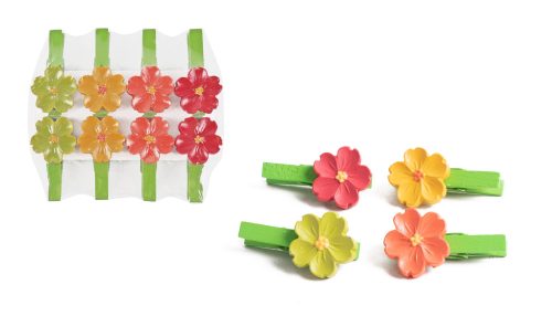 474007 POLYRESIN FLOWER WITH CLIPS SET OF 8 MIX