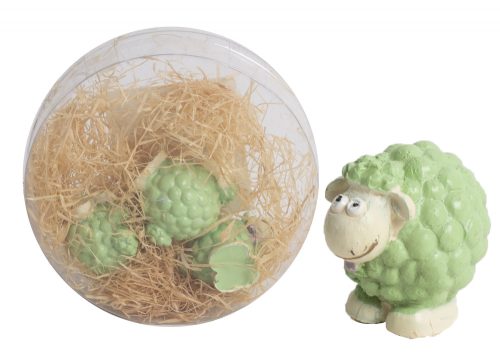 POLYRESIN LAMB  SET OF 4 GREEN