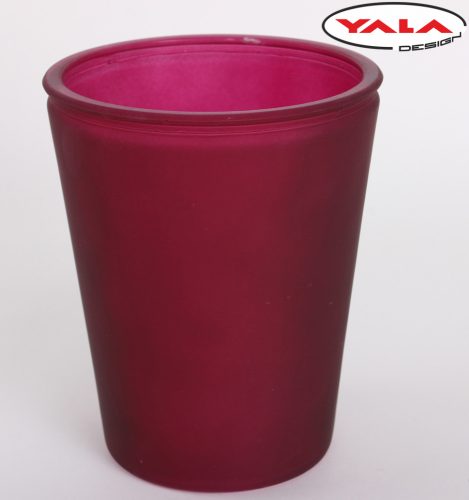 475846 GLASS POT V SHAPED SANDBLASTED CLARET