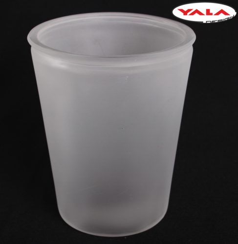 475849 GLASS POT V SHAPED SANDBLASTED WHITE